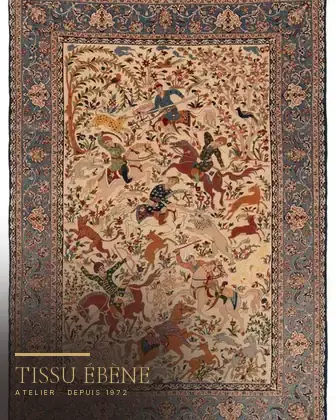 Tapis Ispahan 1880 après — sauvetage après incendie